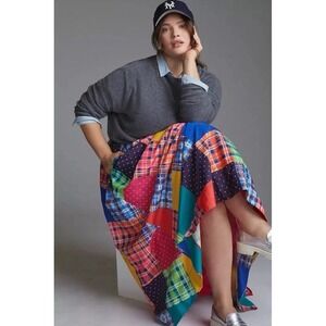 Anthropologie Maeve Patchwork A-Line Maxi Skirt Plus Sz 3X NWT $180 Bohemian